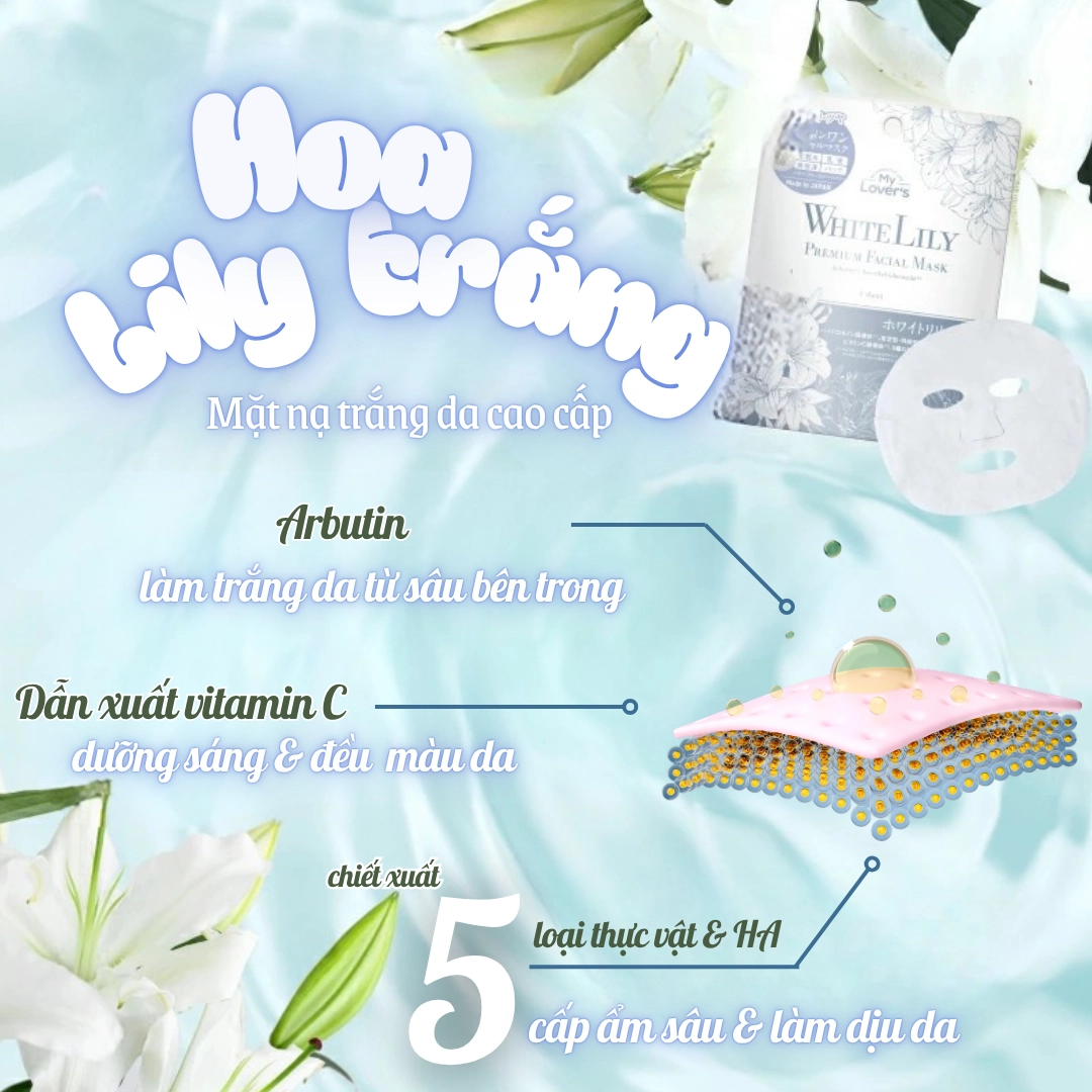 Mặt nạ dưỡng ẩm chiết xuất hương hoa Lily trắng My Lover's White Lily Daily Facial Mask 30 miếng	