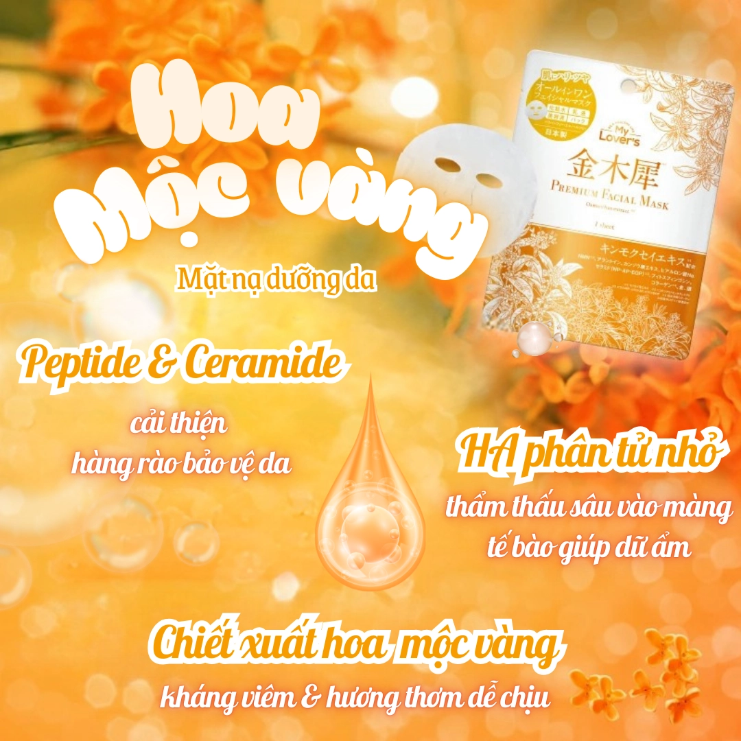 Mặt nạ dưỡng ẩm chiết xuất hoa Mộc Vàng My Lover's Kinmokusei Premium Facial Mask 5 miếng