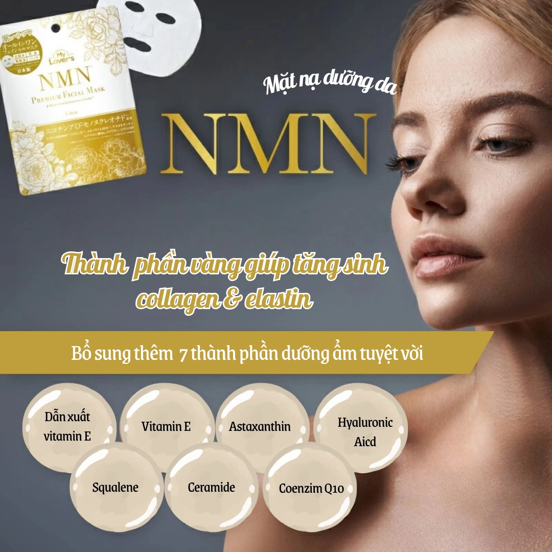 Mặt nạ dưỡng ẩm chiết xuất NMN My Lover's NMN Premium Facial Mask 5 miếng