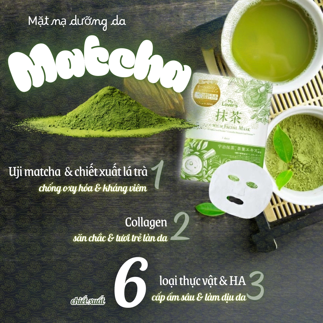 Mặt nạ dưỡng ẩm chiết xuất Trà Xanh My Lover's Matcha Premium Facial Mask 1 miếng