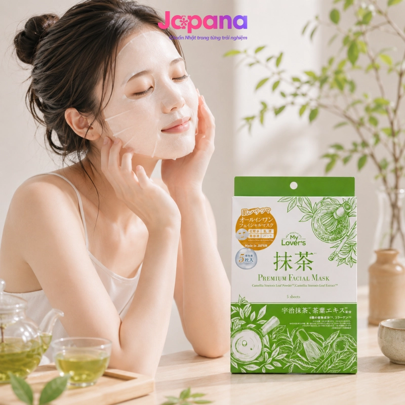 Mặt nạ dưỡng ẩm chiết xuất Trà Xanh My Lover's Matcha Premium Facial Mask 5 miếng