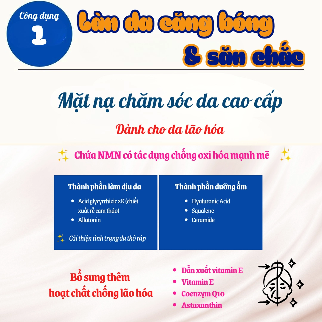 Mặt nạ dưỡng ẩm chống lão hóa S-LABO NMN Face Mask 5 miếng