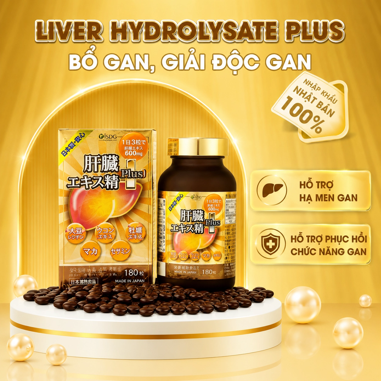 Viên uống hỗ trợ giải độc gan Nichiei Bussan Liver Hydrolyzate Plus 180 viên