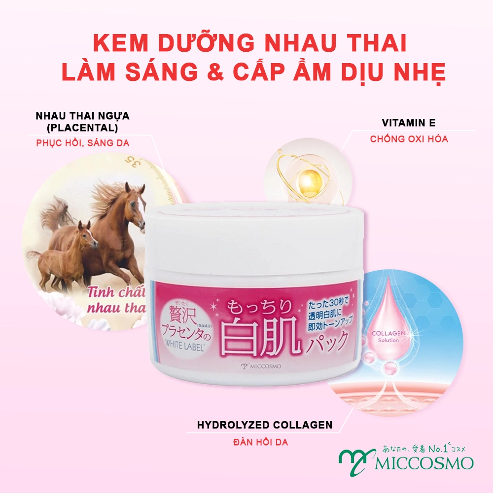 Kem dưỡng sáng da và cấp ẩm Miccosmo White Label Premium Placenta Cream 60g