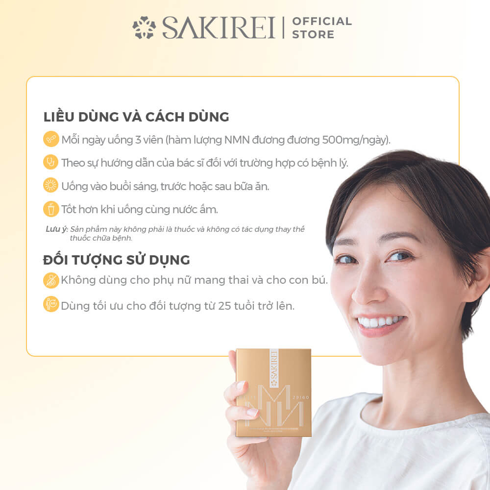 Viên uống giúp làm đẹp da, chống lão hóa Sakirei Elite NMN 29160 Nhật Bản 90 viên (Date 10/2028)