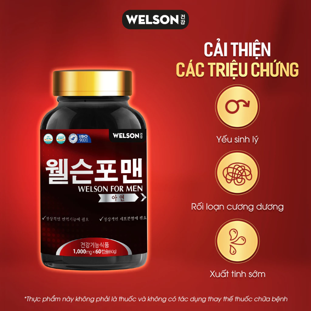 Viên uống hỗ trợ tăng cường sinh lý nam Testosterone Welson For Men 60 viên