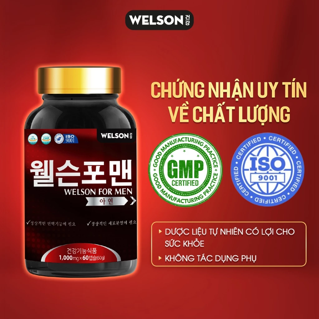 Viên uống hỗ trợ tăng cường sinh lý nam Testosterone Welson For Men 60 viên