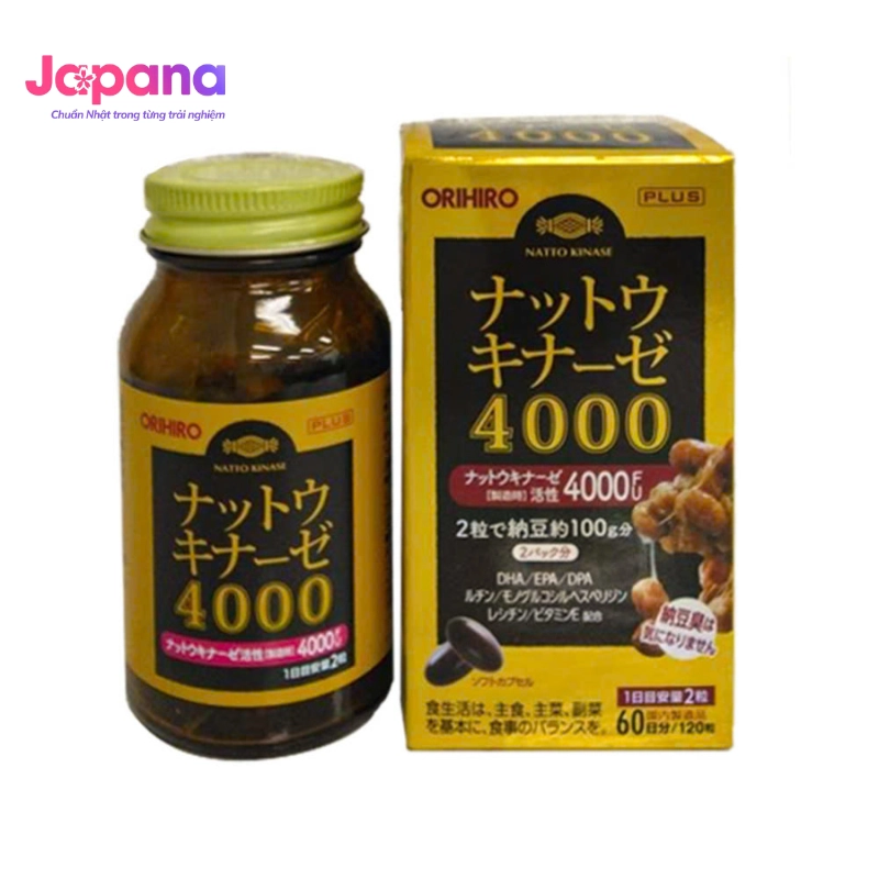 Combo 3 hộp Viên uống hỗ trợ điều trị tai biến, đột quỵ Orihiro Nattokinase 4000FU 120 viên