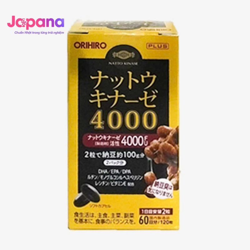 Combo 3 hộp Viên uống hỗ trợ điều trị tai biến, đột quỵ Orihiro Nattokinase 4000FU 120 viên