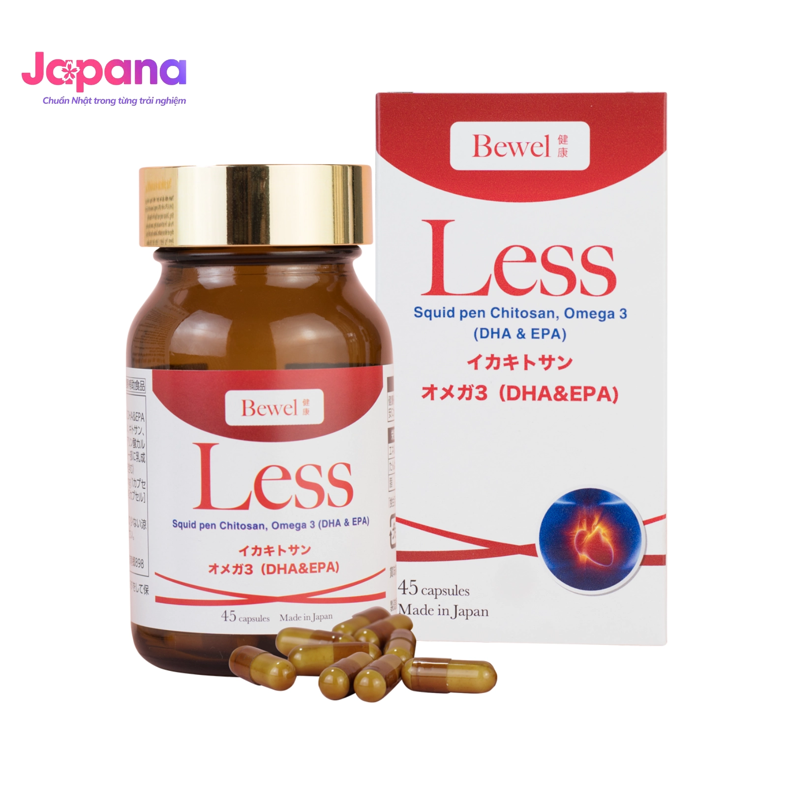 Combo 2 hộp Viên uống kiểm soát mỡ máu, cholesterol Bewel Less - 45 viên