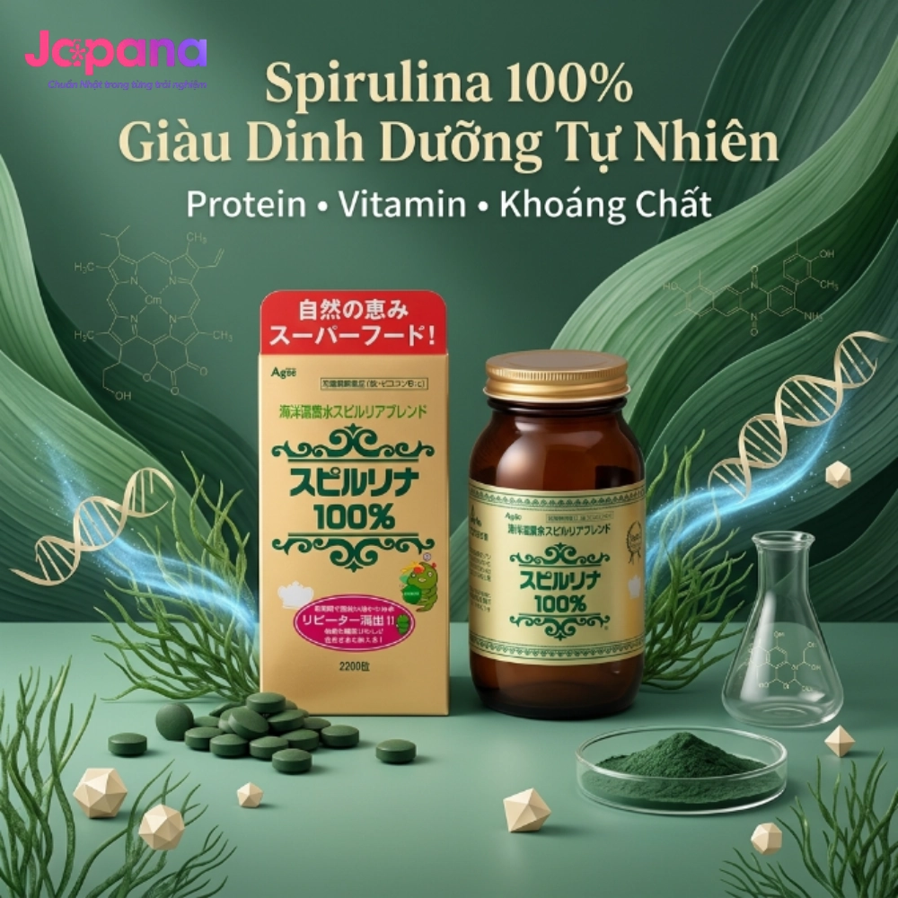 Combo 5 hộp Tảo xoắn Spirulina Japan Algae Nhật Bản - 2200 viên