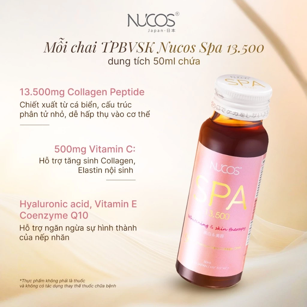 Nước uống Collagen Nucos Spa 13,500mg (Hộp 10 chai x 50ml)