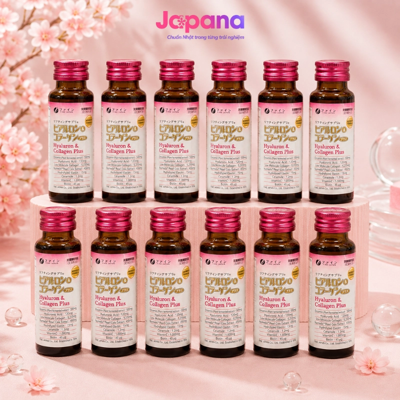 Nước uống Collagen & Hyaluron Fine Japan Plus 5.250mg - 12 chai x 50ml