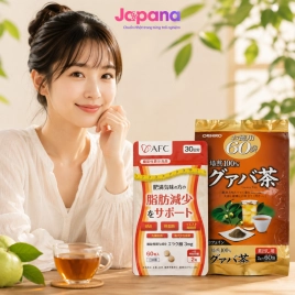 Combo hỗ trợ giảm cân 1 gói Trà ổi Orihiro 60 gói + 1 gói Viên uống AFC Ellagic Acid 60 viên