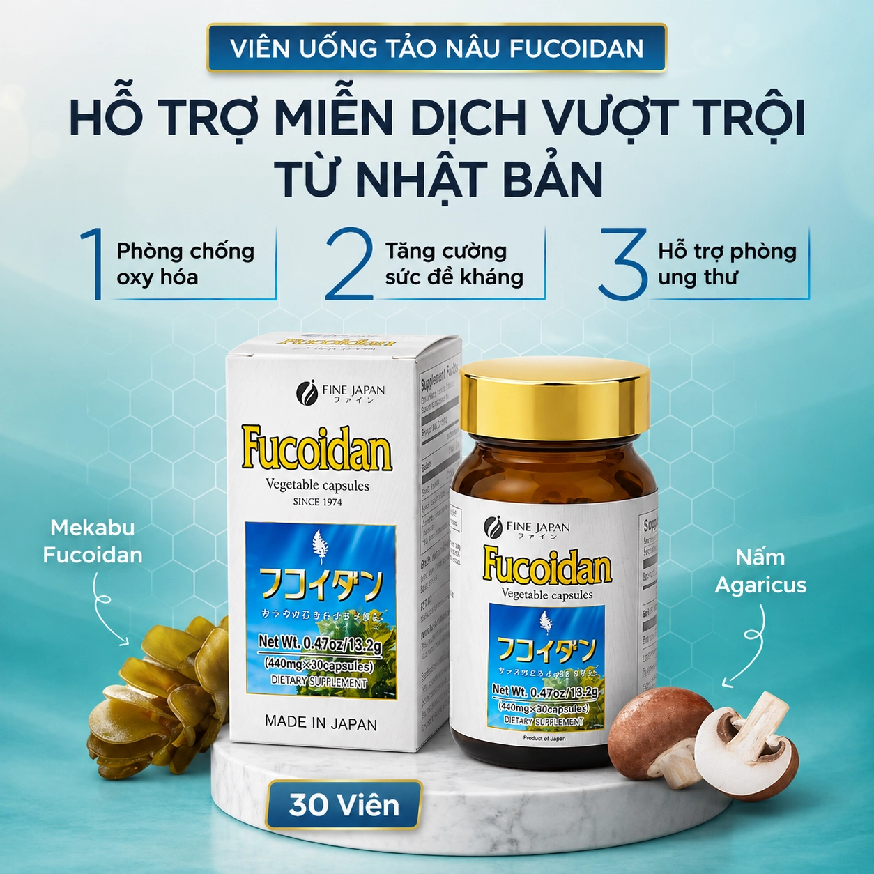 Combo 6 hộp Viên uống hỗ trợ điều trị ung thư Fine Japan Fucoidan - 30 viên						