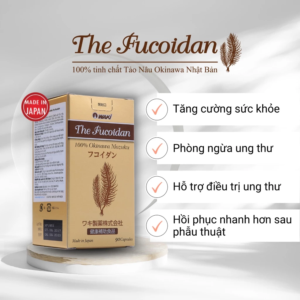 Viên uống hỗ trợ điều trị ung thư Waki The Fucoidan - 90 viên - Date 12/2027