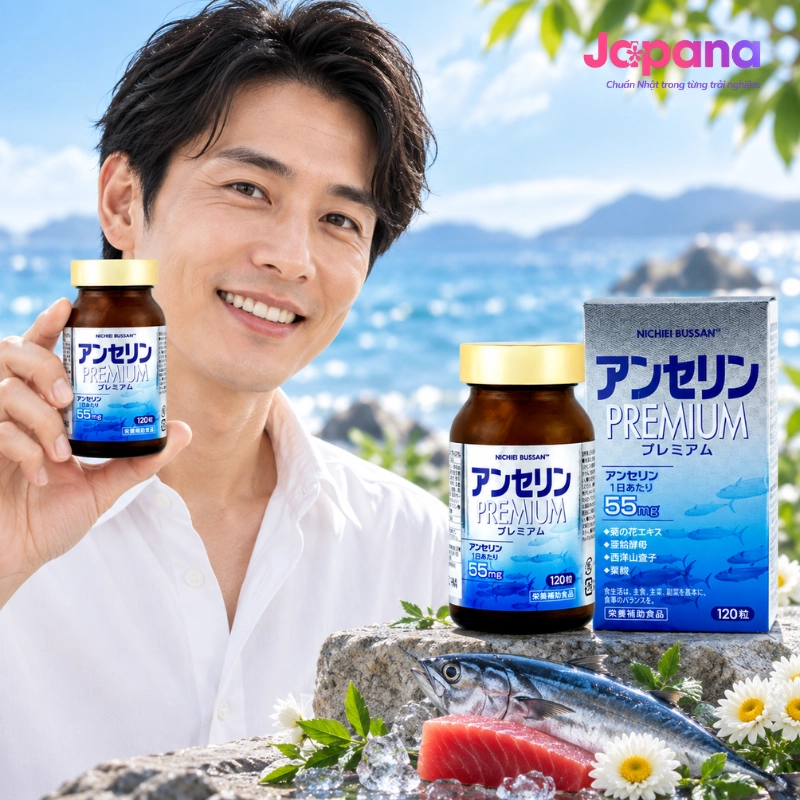 Viên uống hỗ trợ kiểm soát Acid Uric Nichiei Bussan Anserine Premium 120 viên
