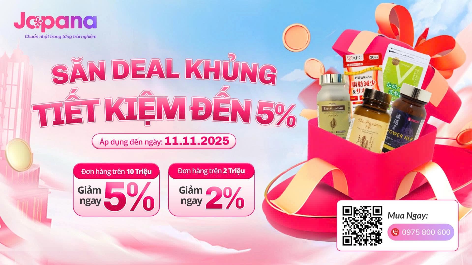 Khuyến Mãi 11.11: Giảm Đến 5% Đơn Hàng | Siêu thị Japana