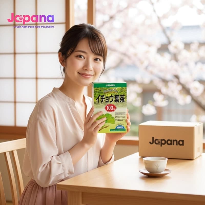 Trà lá bạch quả bổ não hỗ trợ trí nhớ Orihiro Ginkgo Biloba 2g x 26 gói
