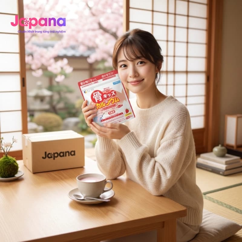 Bột canxi cá tuyết vị dâu Fine Japan 140g