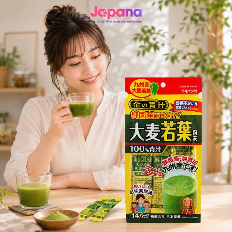 Bột lúa mạch non nguyên chất Nihon Yakken Kin no Aojiru 14 gói