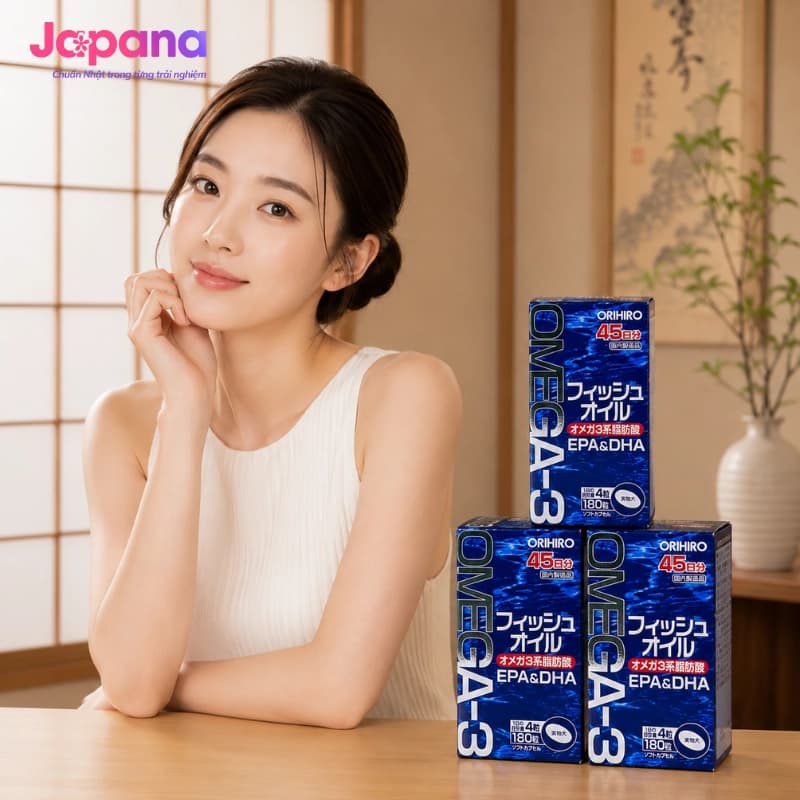 Combo 3 hộp Viên uống dầu cá omega-3 hỗ trợ tim mạch Orihiro 180 viên