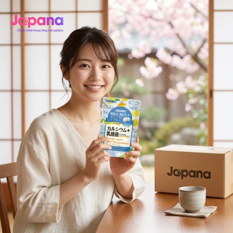 Viên nhai bổ sung Canxi và lợi khuẩn vị sữa chua chanh Orihiro 150 viên