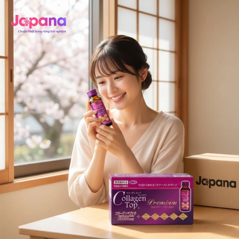 Nước uống Collagen Shinnippai Top Premium 10.000mg (Hộp 10 chai x 50ml)