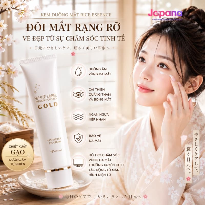 Kem mắt hỗ trợ giảm thâm, dưỡng sáng Miccosmo White Label Premium Placenta Rich Gold Eye Cream 25g