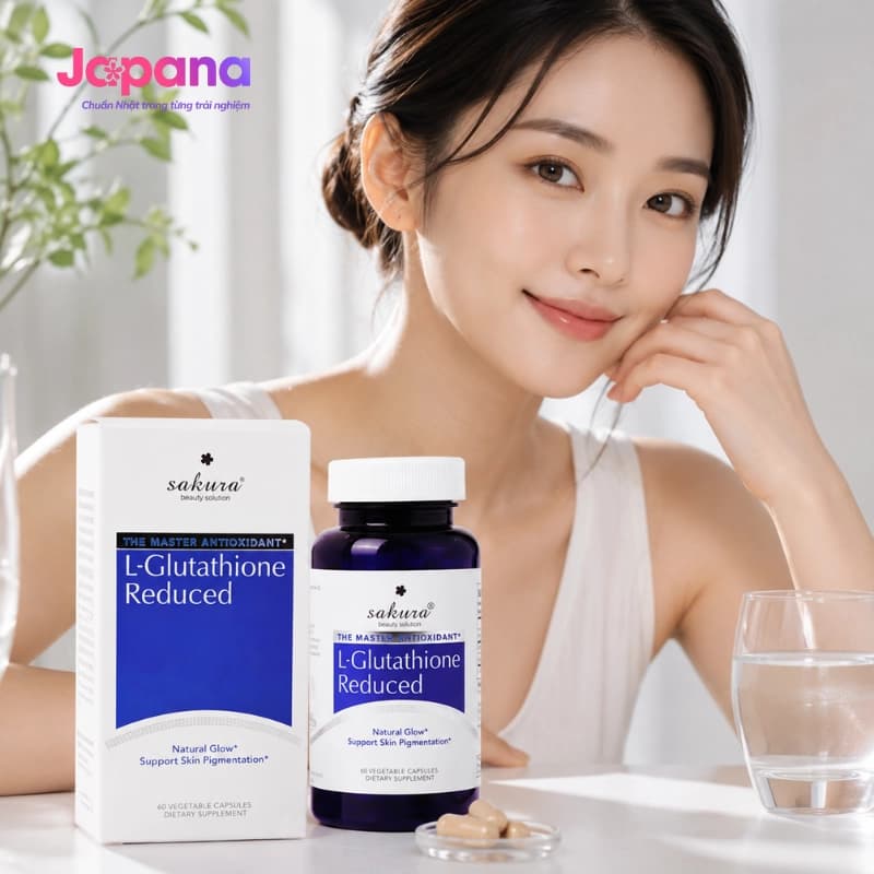 Viên uống trắng da Sakura L-Glutathione Reduced 60 Viên - Date 03/2027