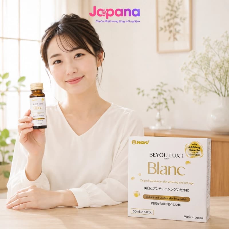 Nước uống Placenta & Collagen 2in1 Beyou Lux Blanc - Hộp 6 chai x 50ml - Date 09/2027