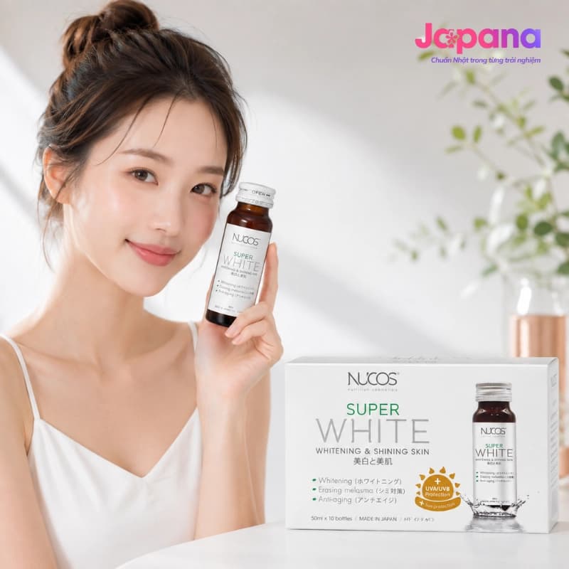 Nước uống Collagen trắng da, giảm nám Nucos Super White (Hộp 10 chai x 50ml)