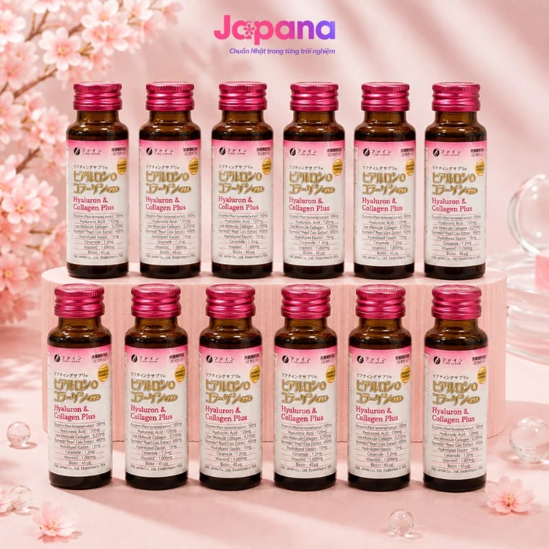 Nước uống Collagen & Hyaluron Fine Japan Plus 5.250mg - 12 chai x 50ml