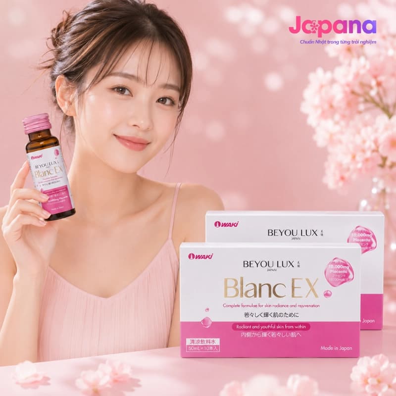 Combo 2 hộp Nước Uống Sáng Da Placenta & Collagen 2in1 Beyou Lux Blanc EX (Hộp 10 chai x 50 ml)