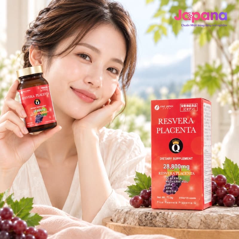 Viên uống đẹp da, làm chậm lão hóa Fine Resvera Placenta Q 120 viên