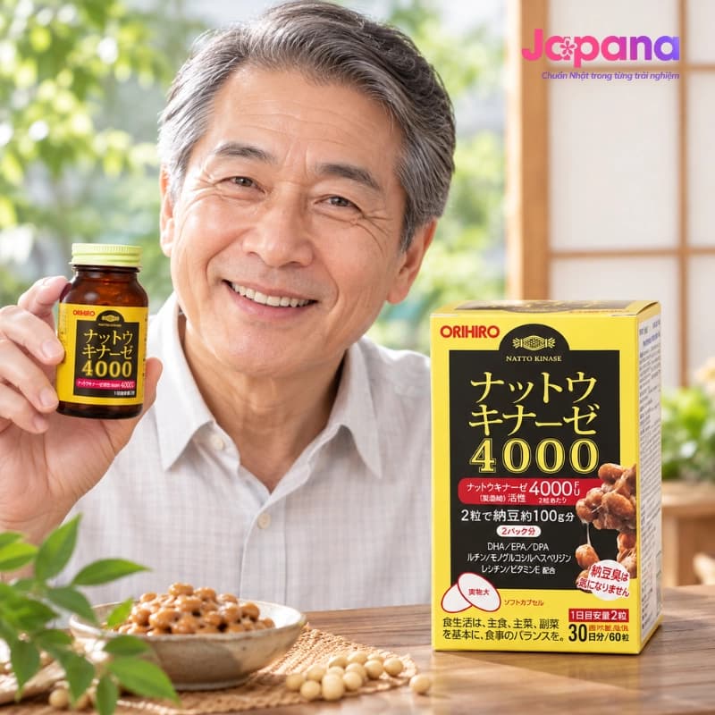 Viên uống hỗ trợ điều trị tai biến, đột quỵ Orihiro Nattokinase 4000FU 60 viên
