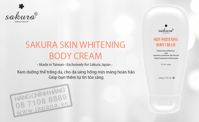 Sakura Skin Whitening Body Cream - Dưỡng da trắng sáng