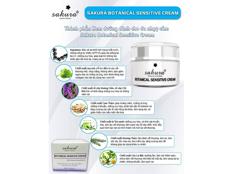 Kem dưỡng da Sakura Botanical Sensitive Cream 30g 