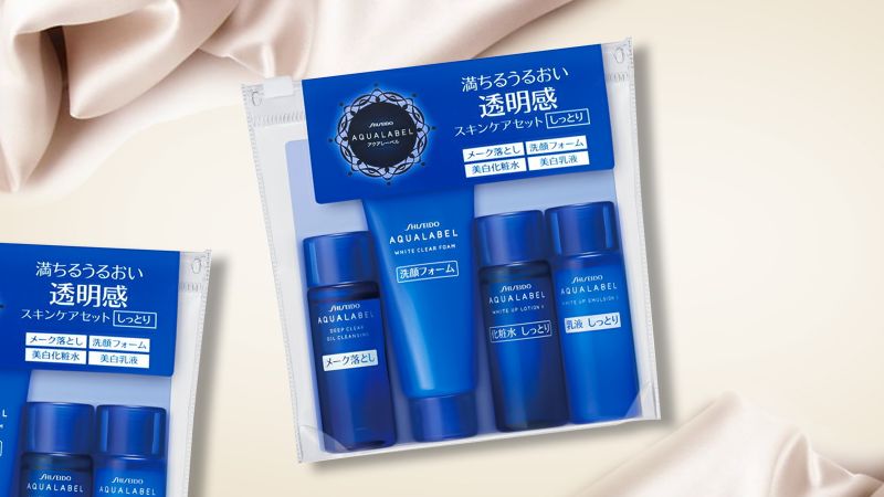 Set mini Shiseido Aqualabel màu xanh 4 món