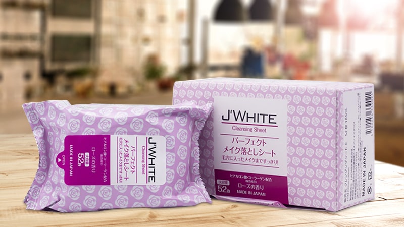 Khăn tẩy trang dưỡng ẩm cao cấp J’White Make-Up 52 miếng