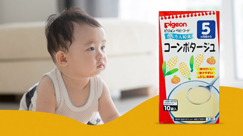 Bột ăn dặm vị ngô Pigeon Nhật Bản 10 gói (Cho bé từ 5 tháng)