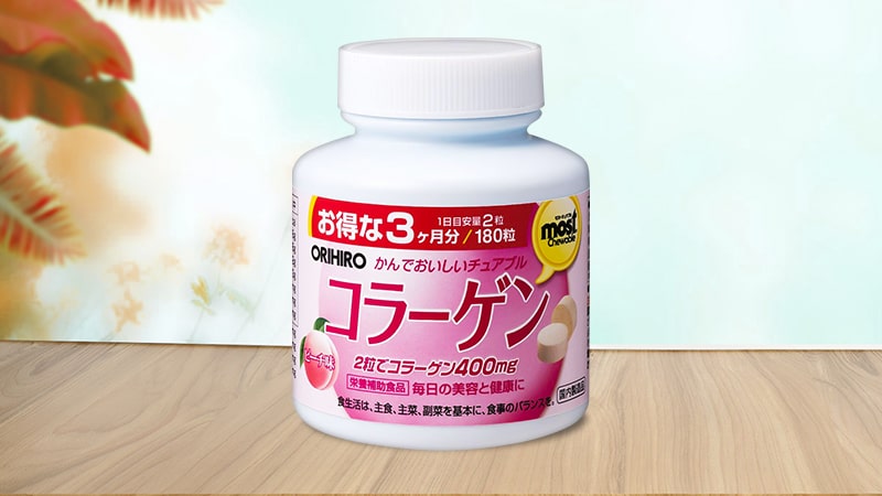 Viên uống bổ sung Collagen Orihiro Most Chewable 180 viên (Vị đào)