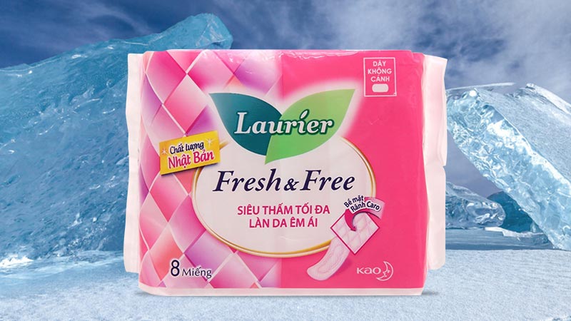 Băng vệ sinh dày không cánh Laurier Fresh và Free 8 miếng