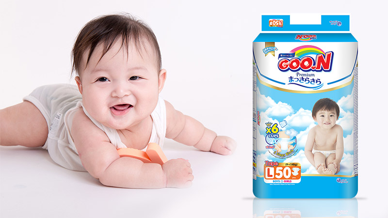 Bỉm-Tã dán Goo.N Premium size L 50 miếng (Cho bé 9-14kg)