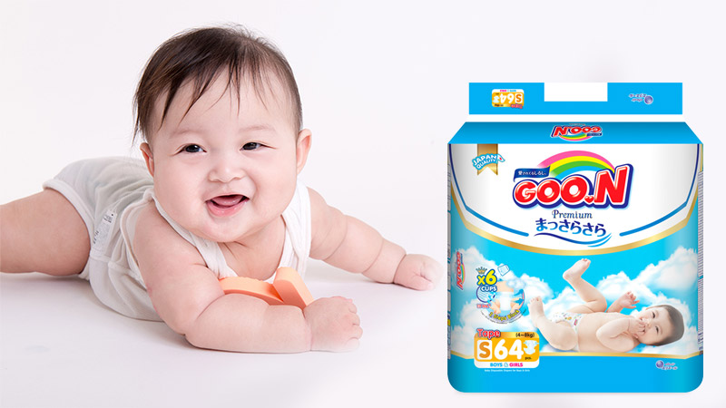 Bỉm-Tã dán Goo.N Premium size S 64 miếng (Cho bé 4-8kg)