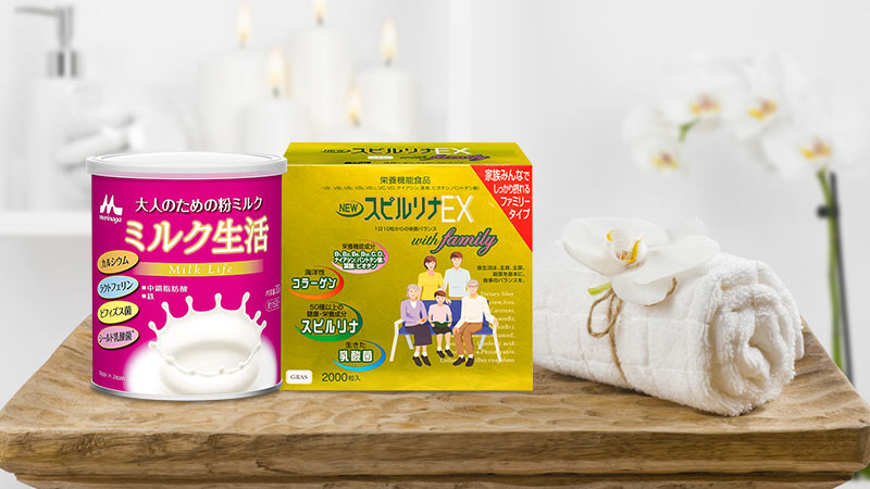 Bộ đôi bổ sung dinh dưỡng cho người lớn tuổi Morinaga Milk Life 300g và tảo vàng Spirulina Ex 2000 viên