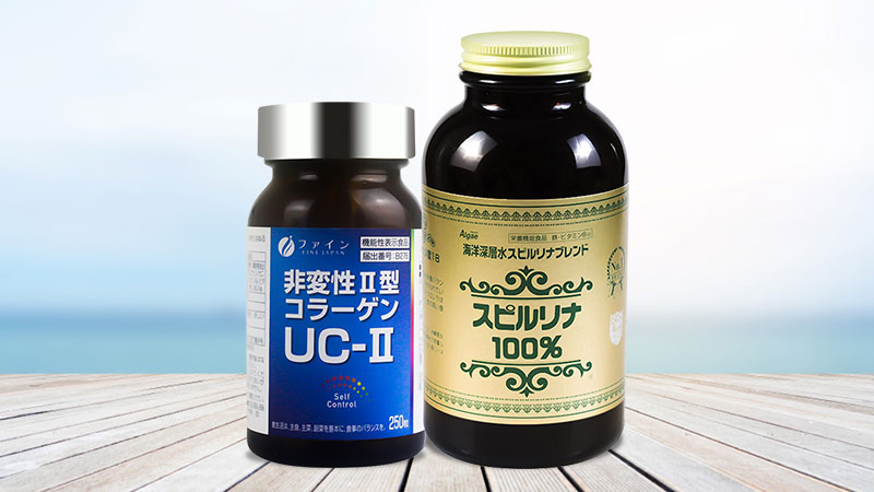 Bộ đôi chắc xương khỏe khớp UC-II Fine Japan 250 viên và tảo xoắn Spirulina 2200 viên
