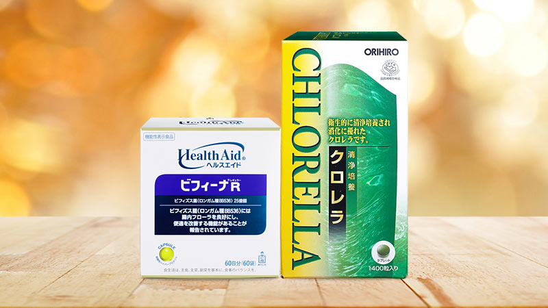 bộ đôi chăm sóc dạ dày HealthAid Bifina R 60 gói và tảo lục Orihiro Clean Culture Chlorella 1400 viên