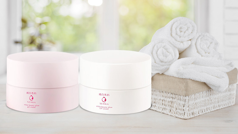Bộ đôi kem dưỡng da trắng hồng rạng rỡ Senka White Beauty Glow 50g