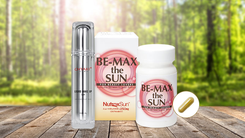 bộ đôi làm đẹp trắng sáng rạng rỡ Be-Max The Sun 30 viên và kem nền Chyaki Liquid Makeup 50g